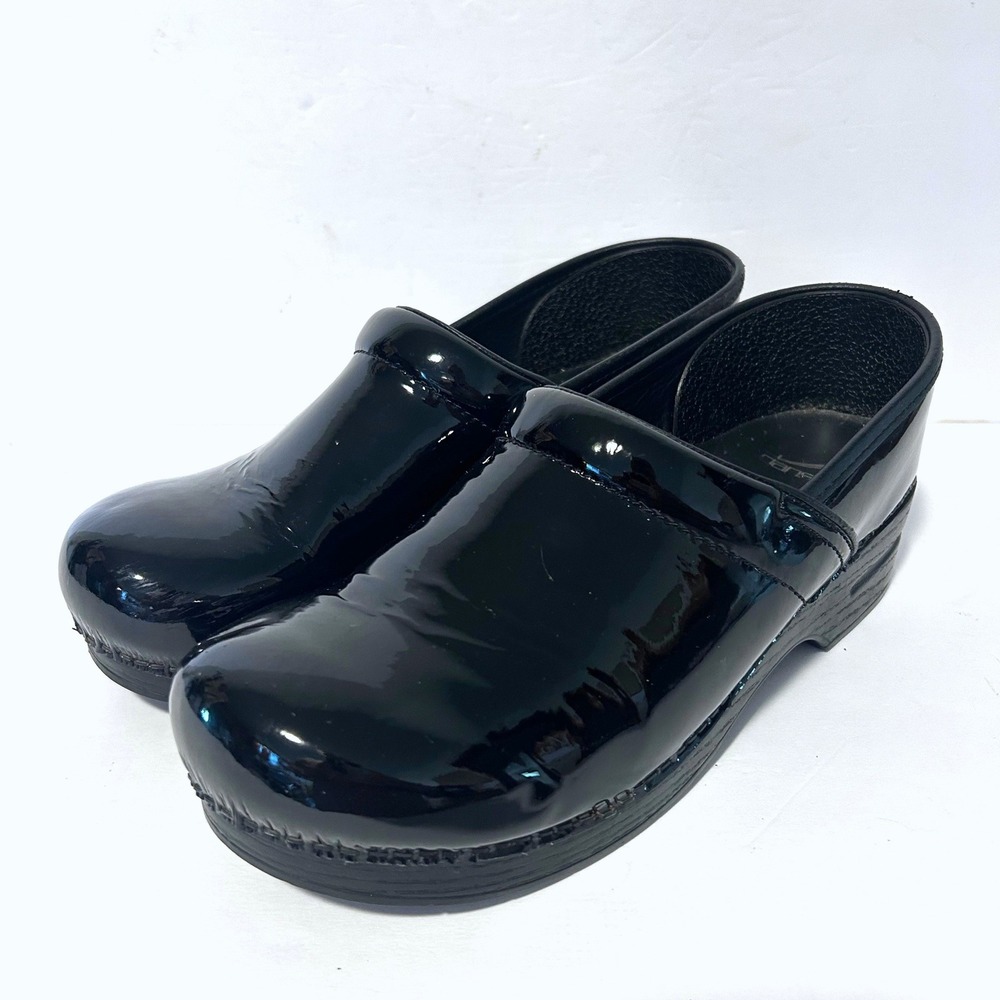 Dansko Professional Clogs Women 43 Black Patent Leather Comfort Work Shoes